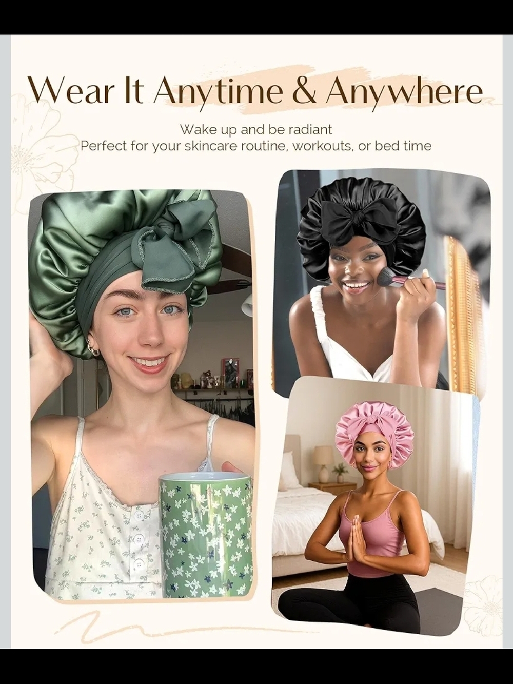 Satin Sleep Bonnet for Women